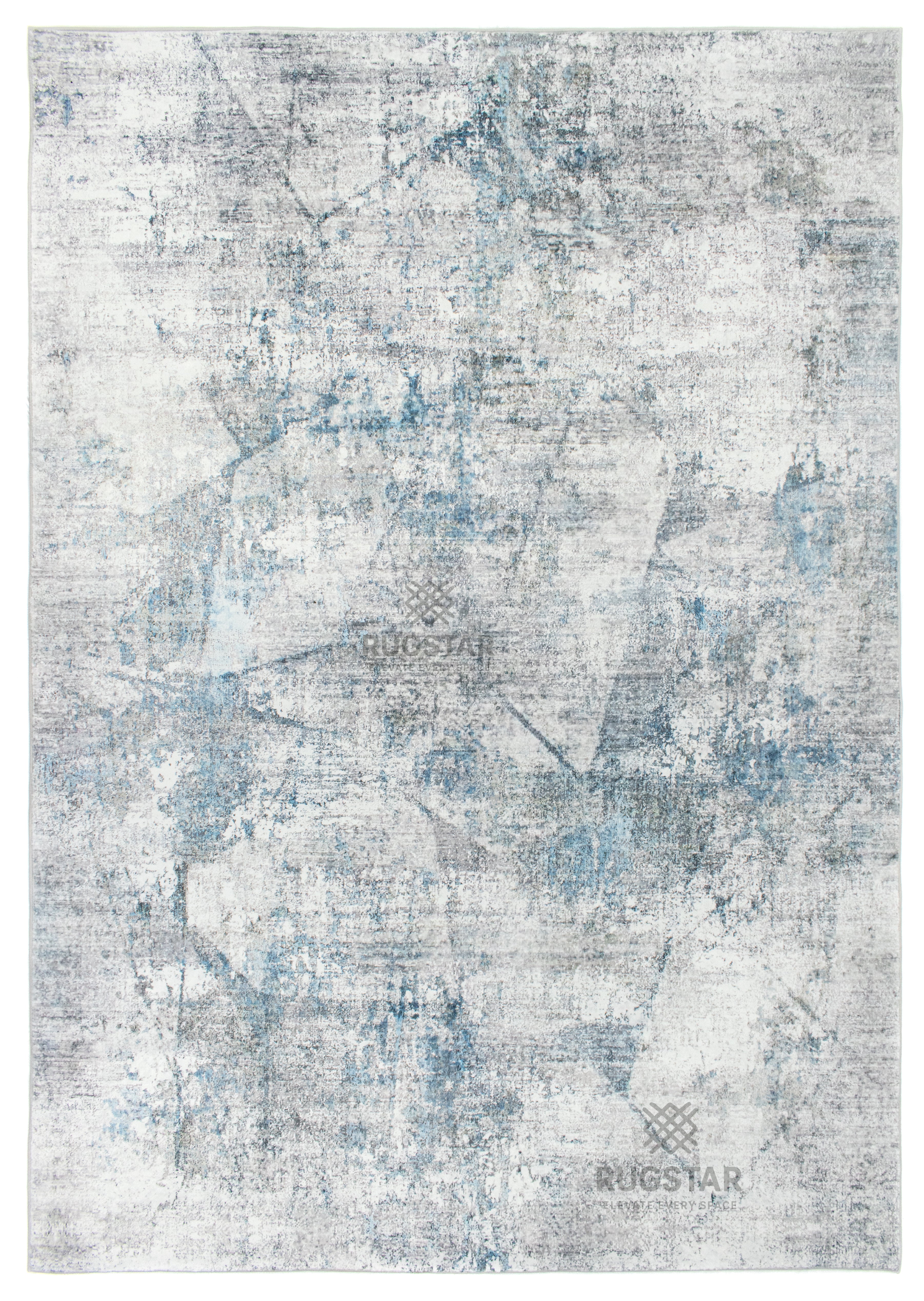 Arctic Mist Faux Rabbit Fur Area Rug – Subtle Textured Abstract Blue & White Soft Carpet