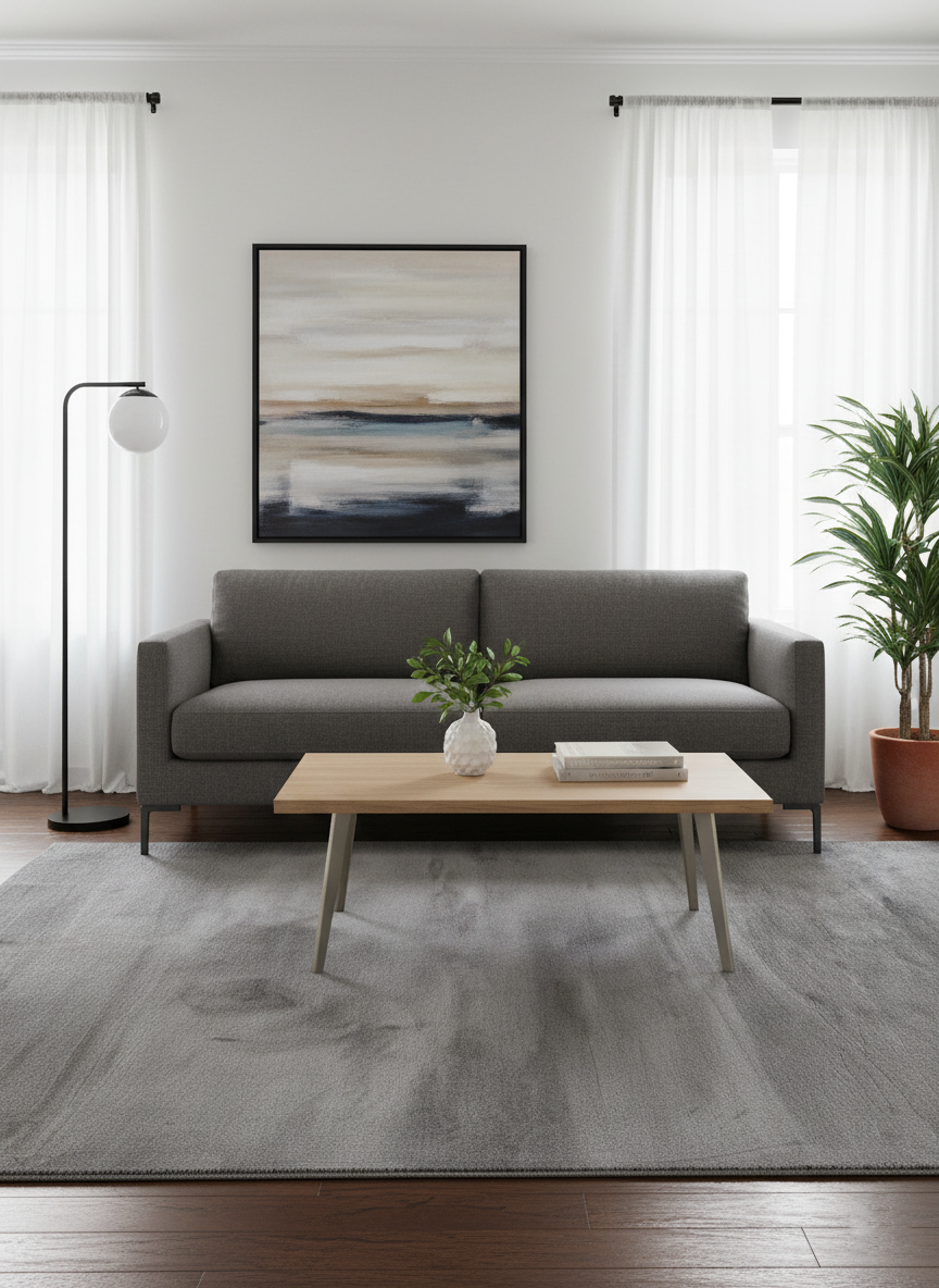 Silver Mirage ‚Puffy Faux Rabbit Fur Carpet