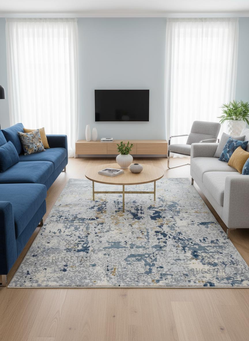 Metro Modern Abstract Carpet – Premium Turkish Polyester Blend with Plush Pile