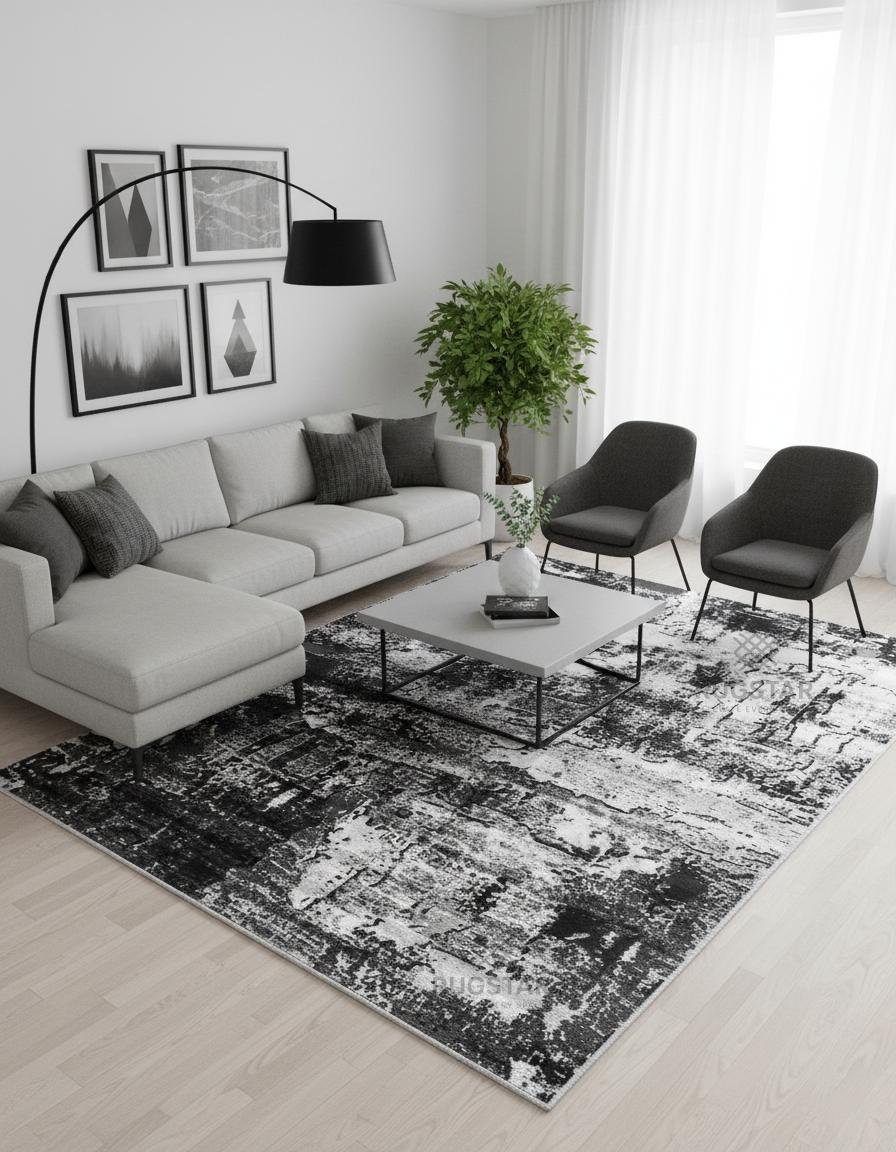 Metro Urban Texture Carpet - Black and White Abstract