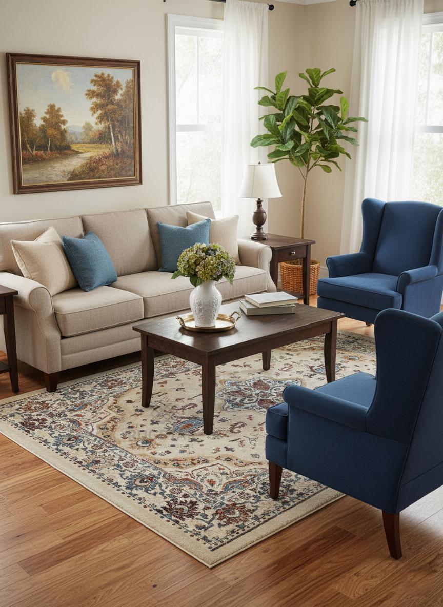 Topkapi Beige Turkish Motif Carpet – Premium Polyester Luxury Floor Rug