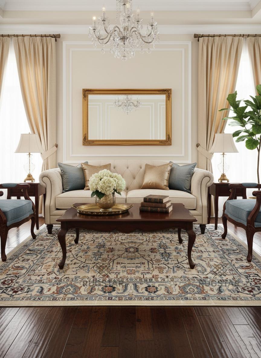 Topkapi Beige Floral Turkish Carpet – Intricate Botanical Motifs in Warm Tones