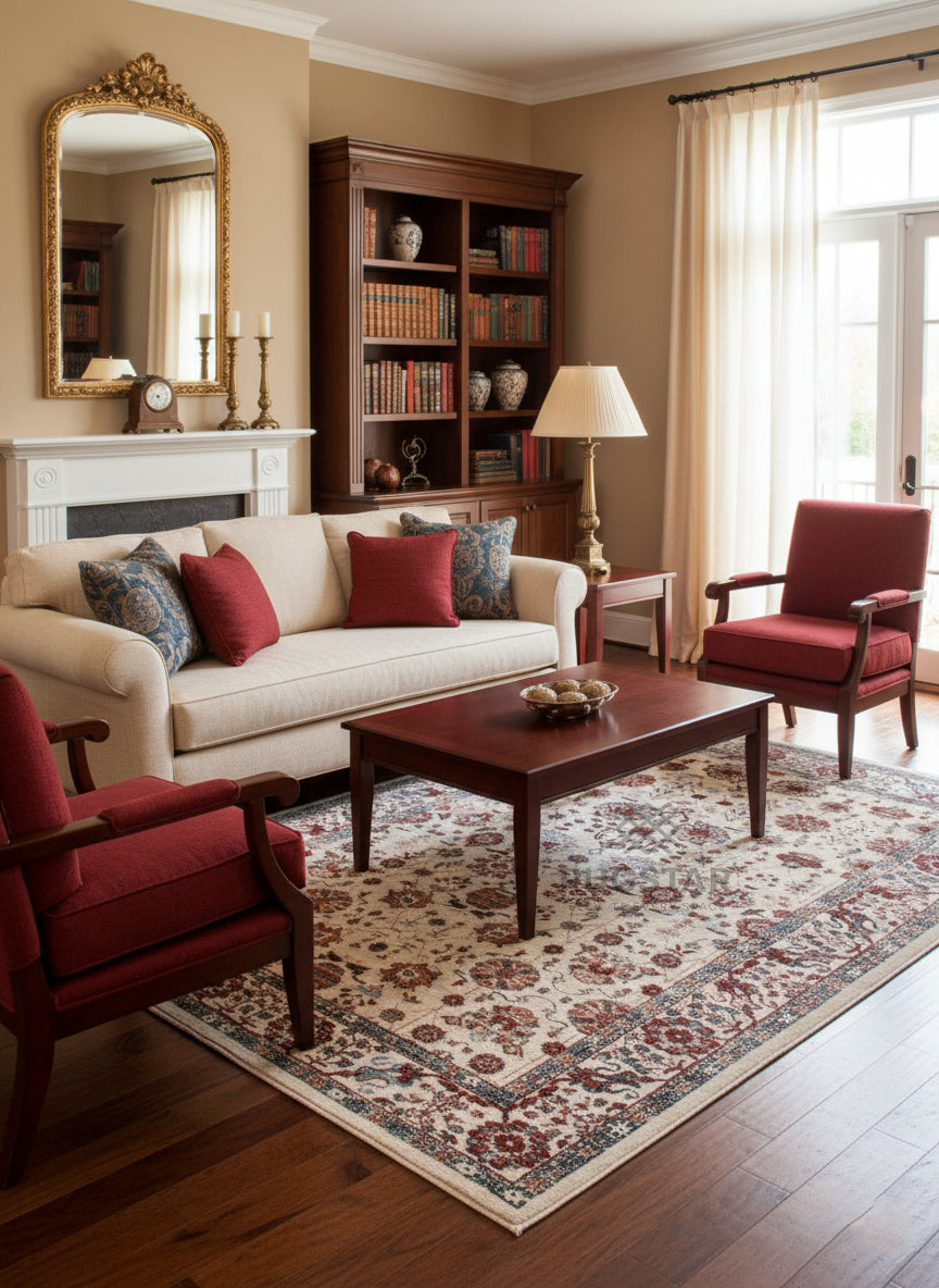 Topkapi Vintage Floral Ivory Carpet – Timeless Botanical Motifs with Warm Hues