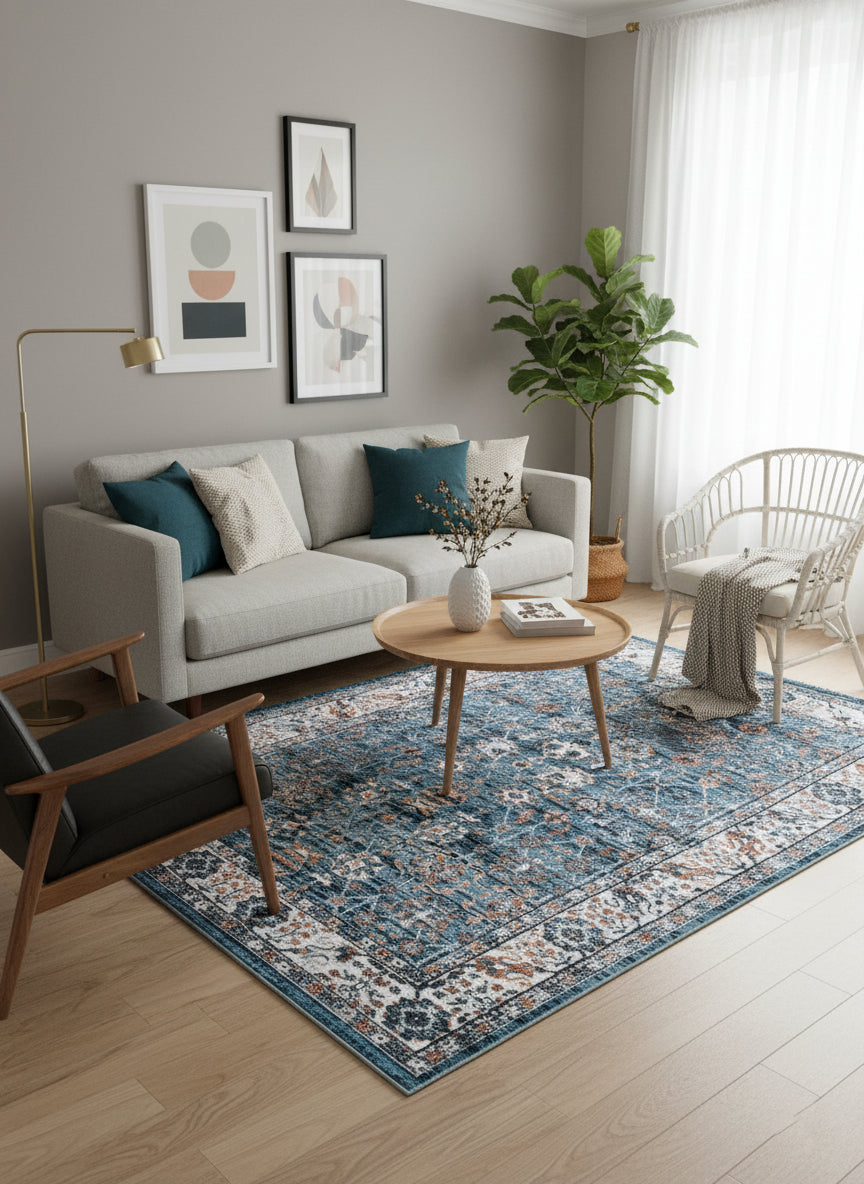 Topkapi Teal Heritage Carpet – Classic Turkish Medallion with Contemporary Hue