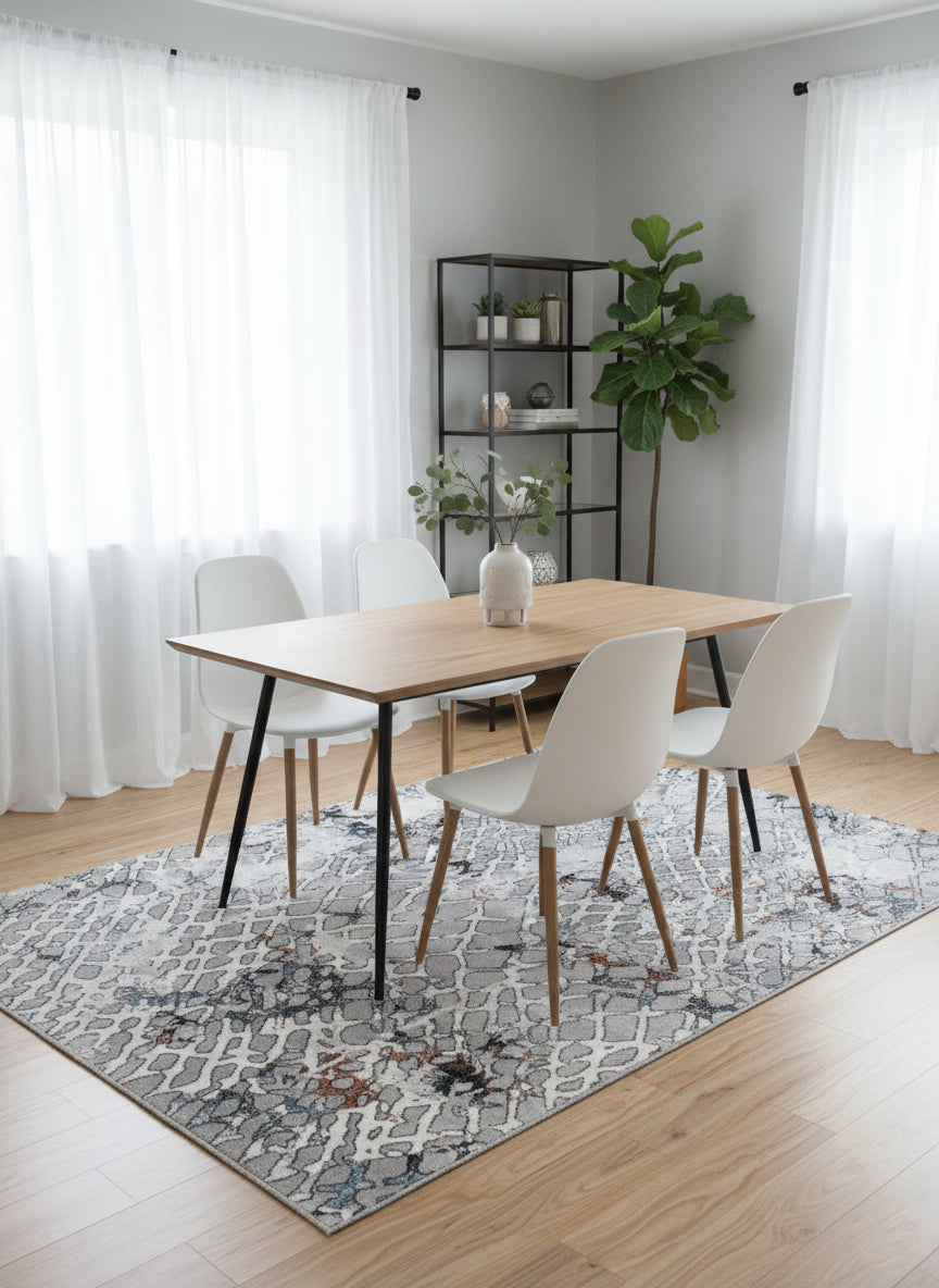 Topkapi Modern Silver Abstract Carpet – Contemporary Texture with Turkish Craftsmanship