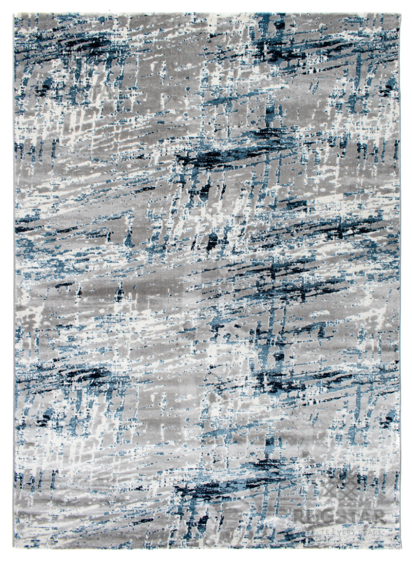 Topkapi Grey Brushstroke Carpet – Artistic Texture in Blue and Silver Layers