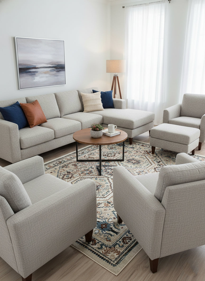 Topkapi Beige Medallion Carpet – Subtle Grandeur in Warm Neutrals