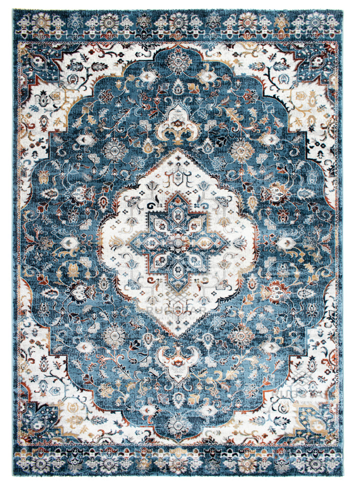 Topkapi Blue Persian Carpet – Deep Elegance with Ornate Medallion Design