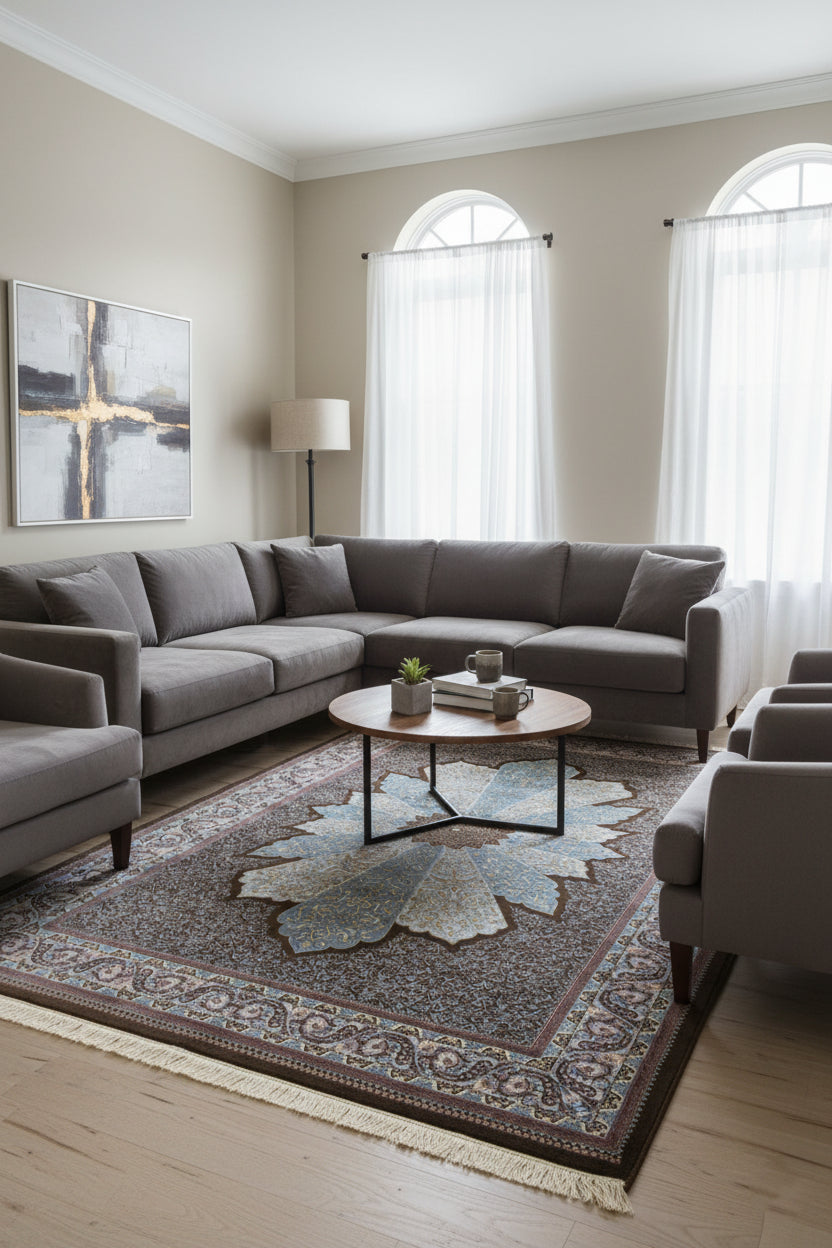 Persian Silk Carpet - Blue Star Medallion