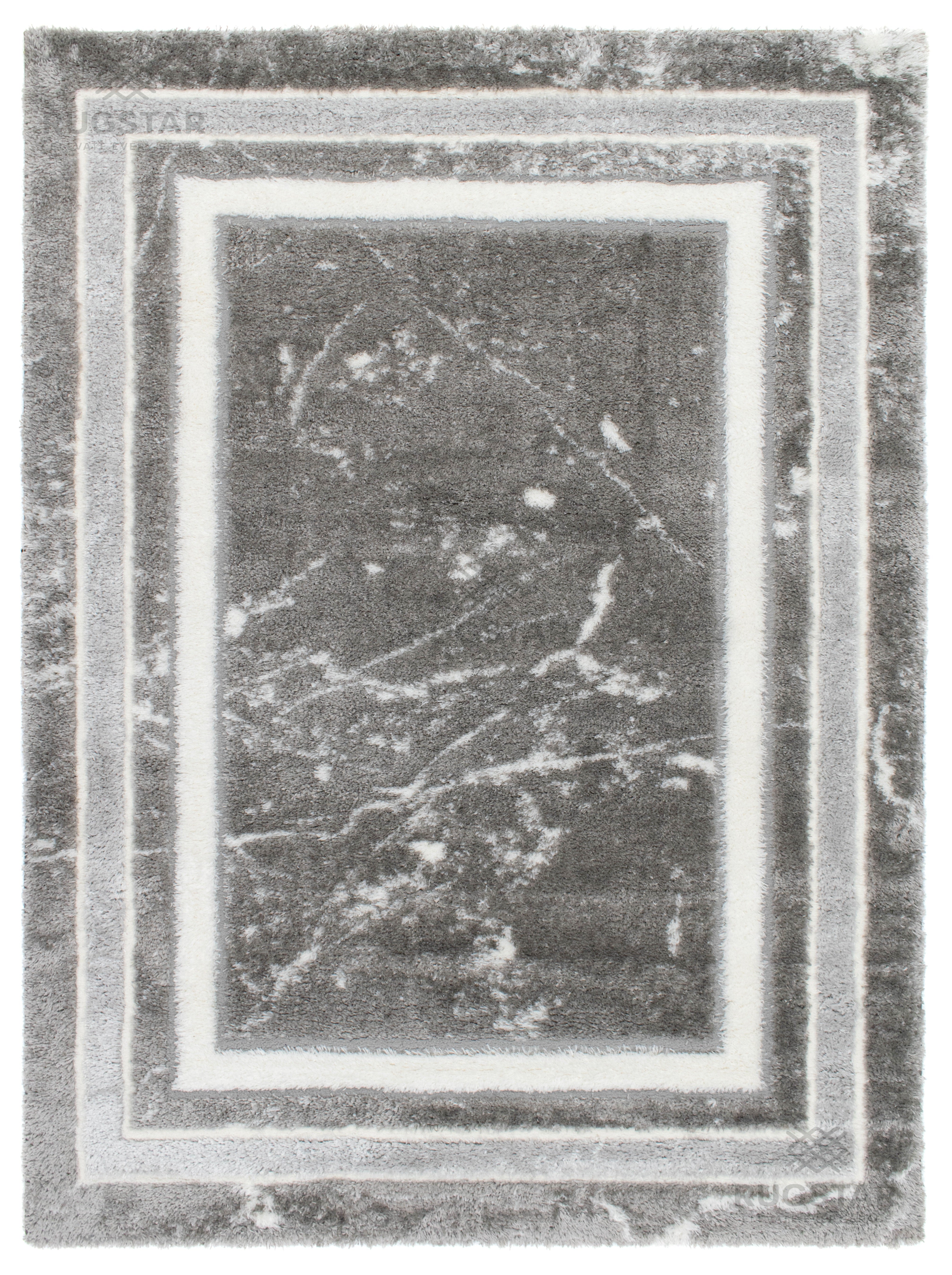 Turkish Washable Shaggy Carpet – Soft Grey Border Minimal Texture