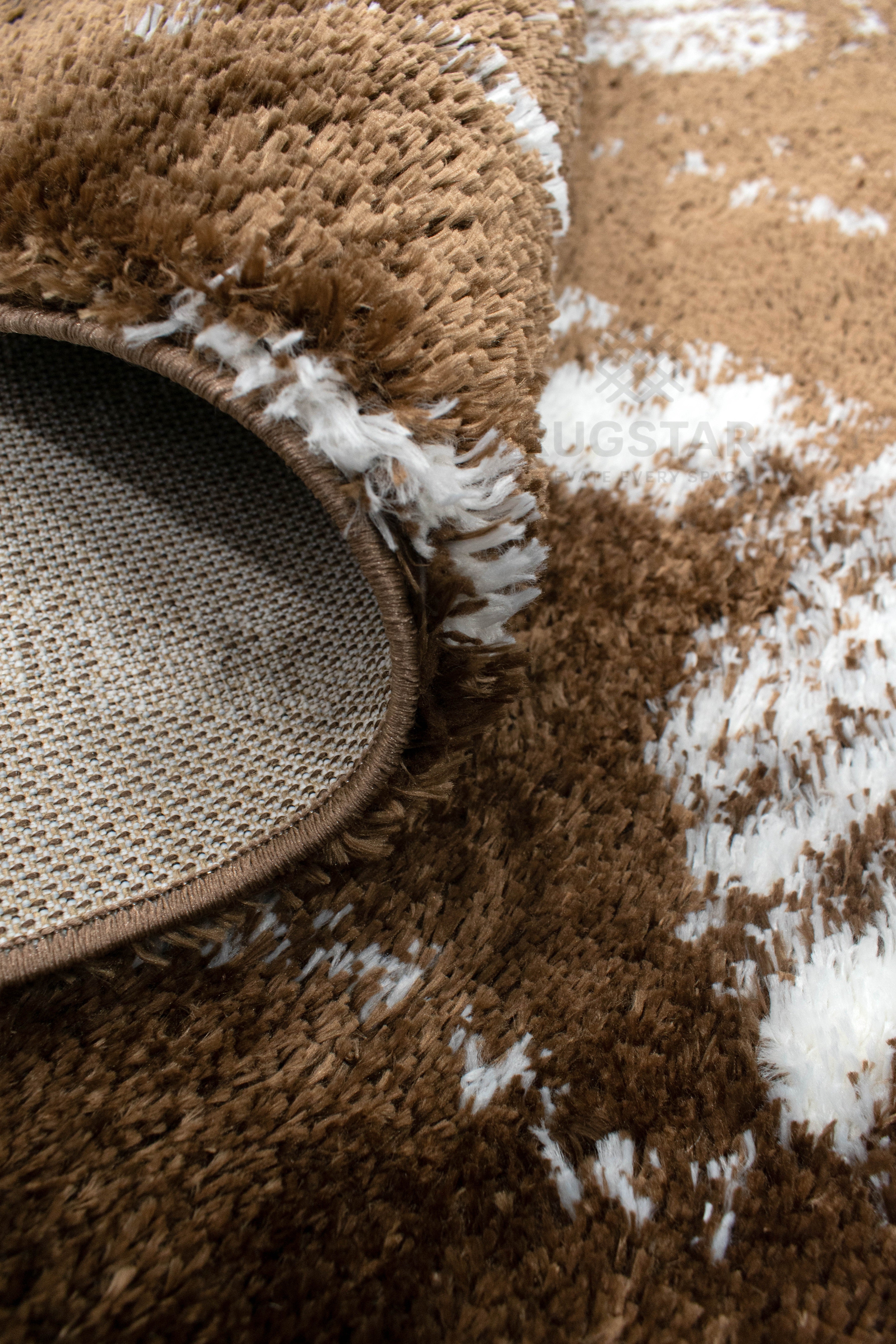 Turkish Washable Shaggy Carpet – Marble Swirl Brown