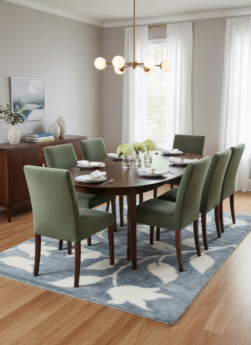 Turkish Washable Shaggy Carpet – Blue Floral Vine