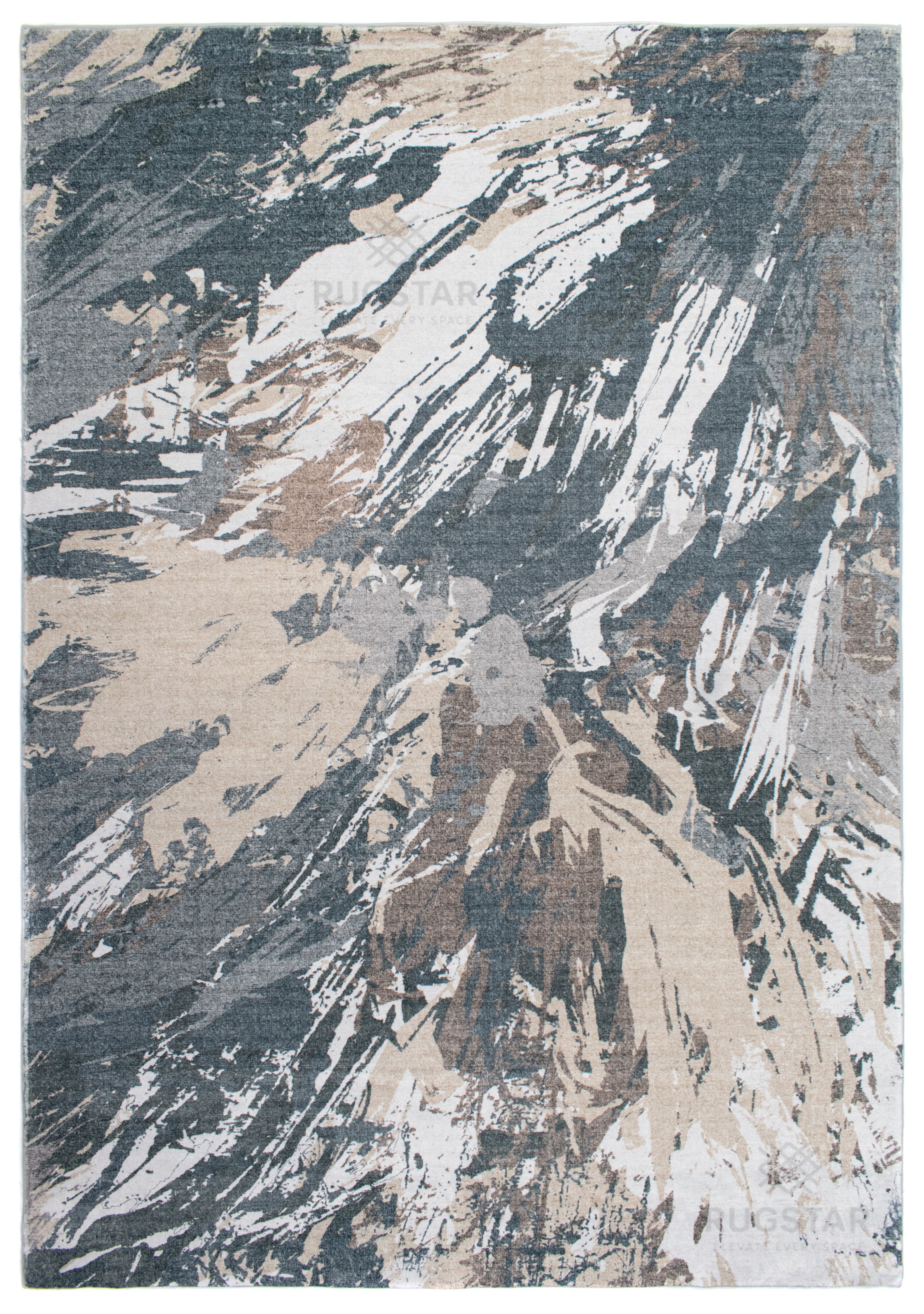 Aurora Drift Faux Rabbit Fur Area Rug – Modern Brushstroke Pattern Plush Carpet