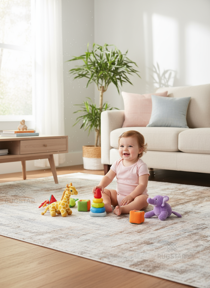 Ethereal Mist Faux Rabbit Fur Area Rug – Abstract Textured Plush Carpet