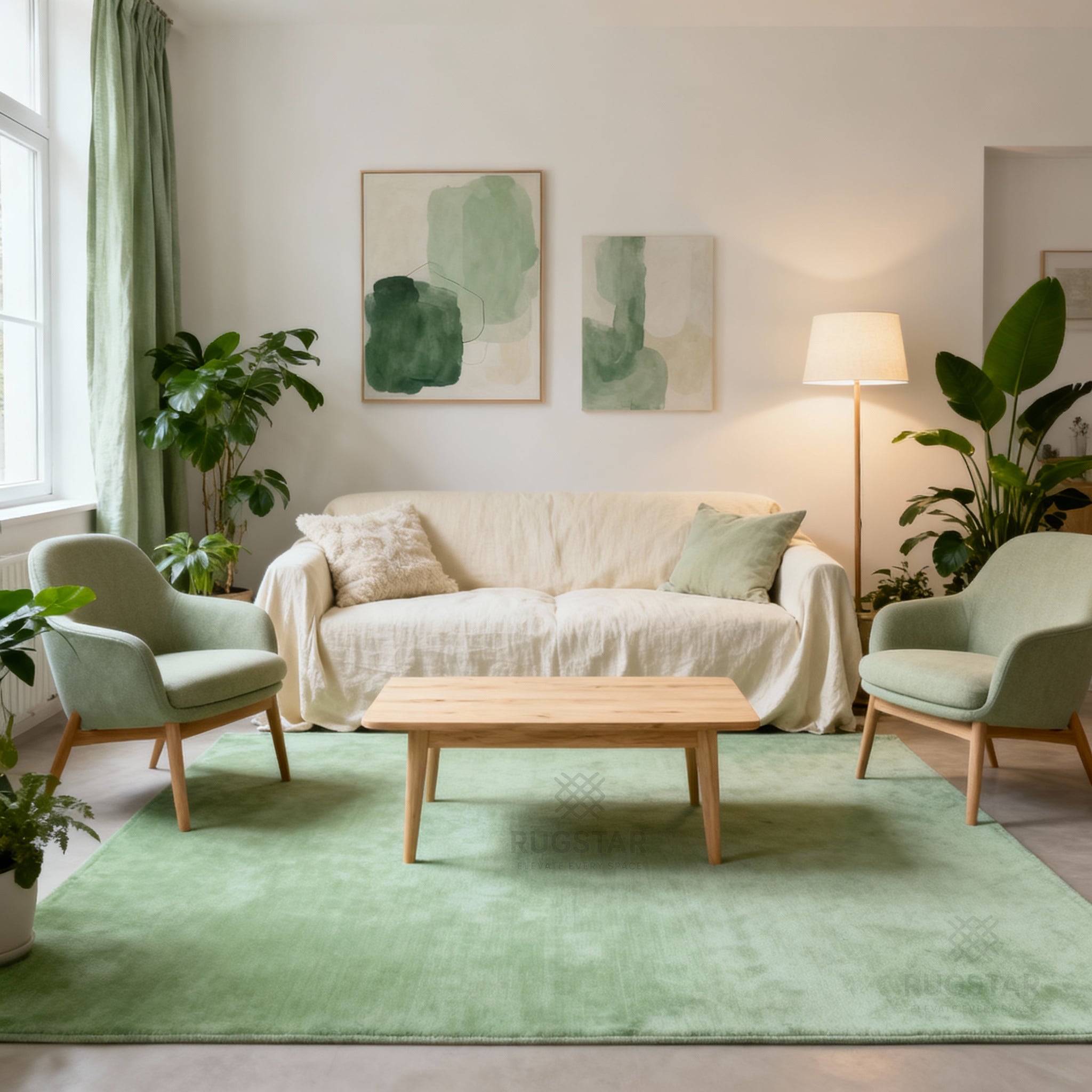 Verdant Whisper – Puffy Faux Rabbit Fur Carpet