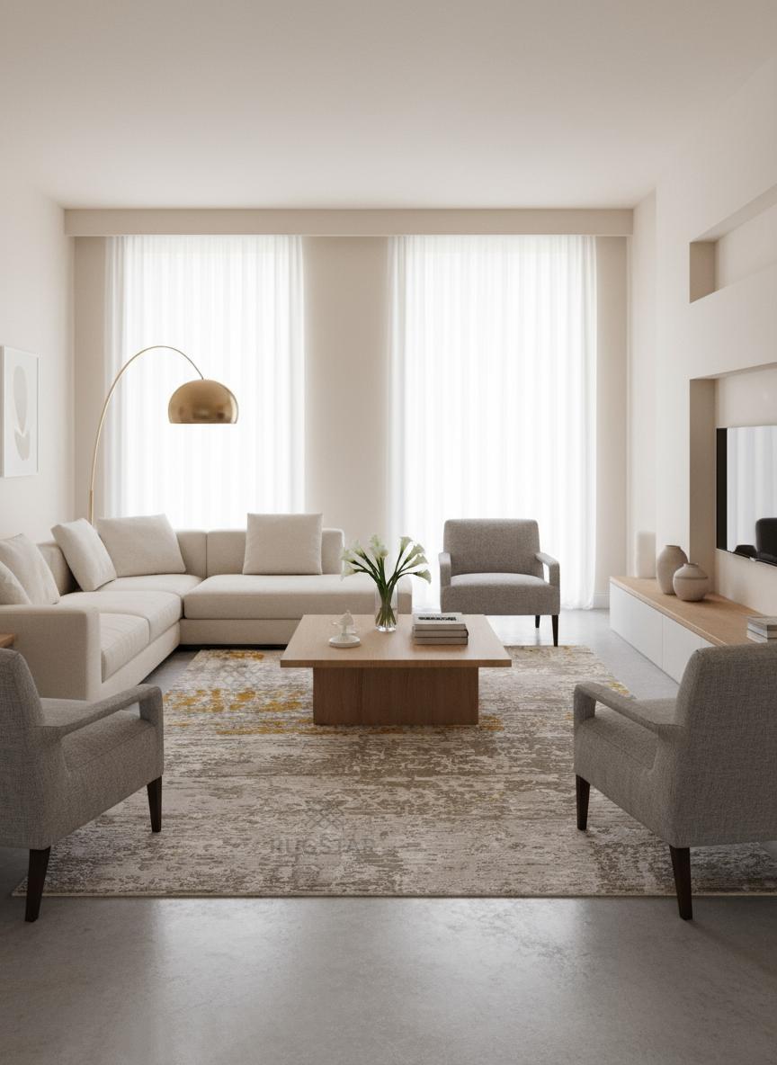 Metro Modern Abstract Carpet - Beige Gold Blend