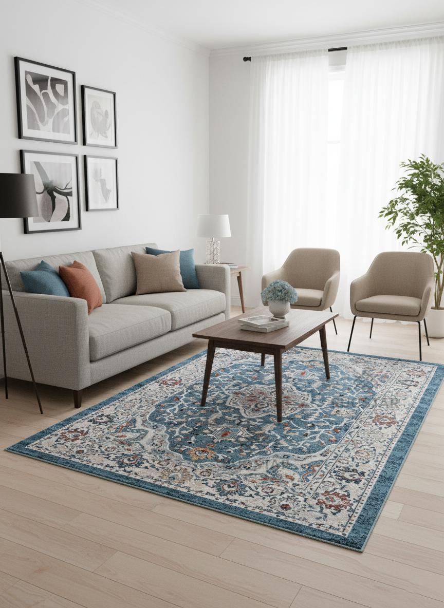 Topkapi Turkish Design Carpet – Premium Polyester Thick Pile – Power Loomed Elegance