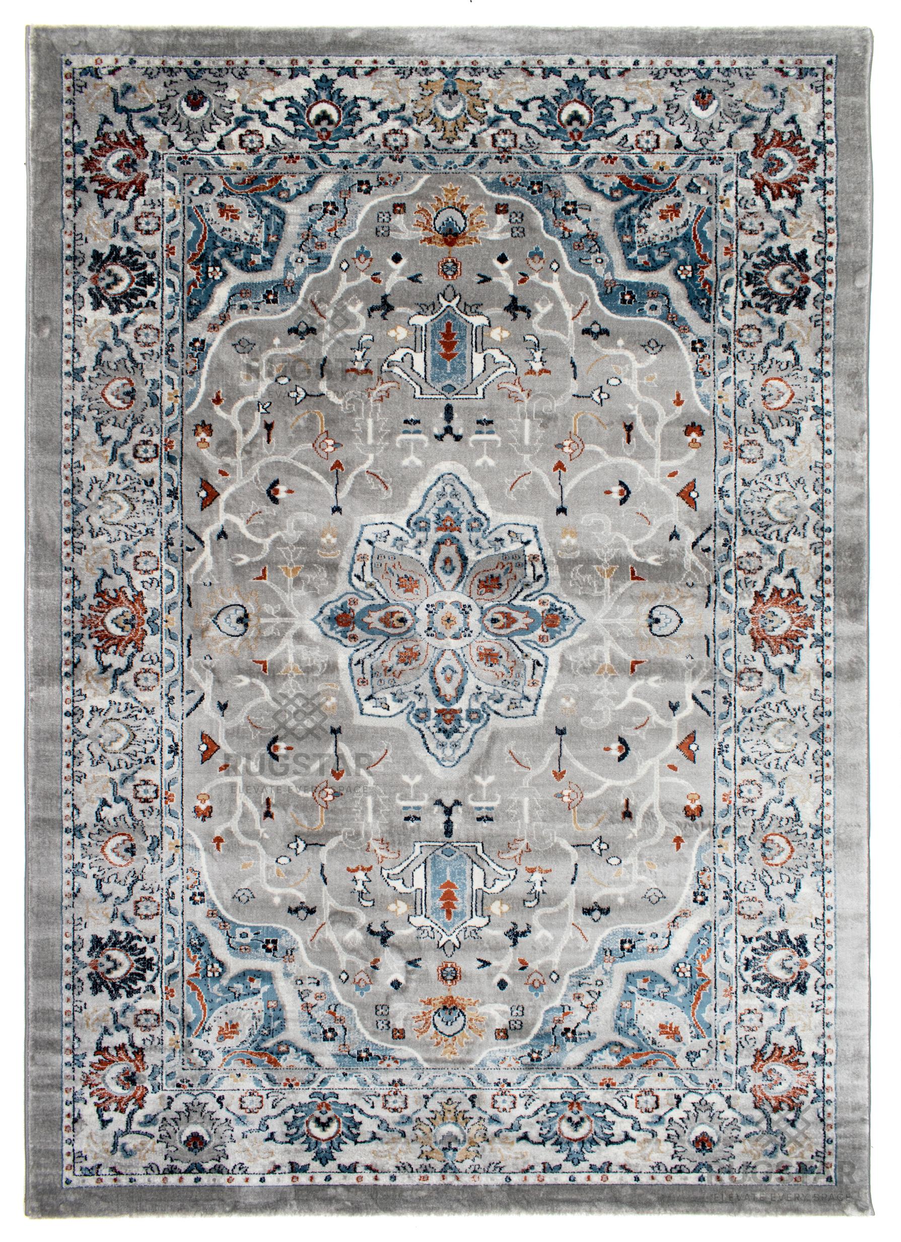 Topkapi Silver Turkish Design Carpet – Elegant Grey Tone with Fine Detailing