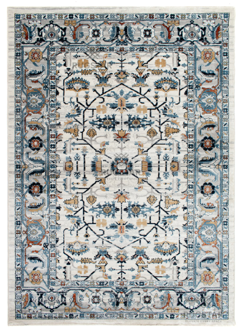 Topkapi Blue Turkish Floral Carpet – Classic Motifs with Modern Charm