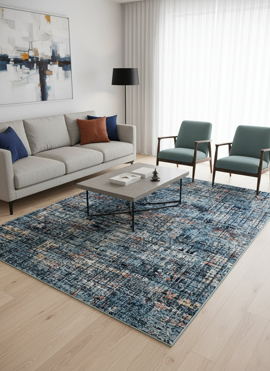Topkapi Indigo Abstract Carpet – Contemporary Turkish Design with Rich Textures