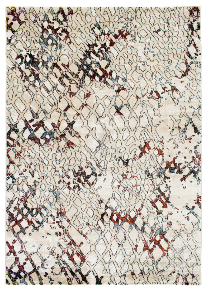 Topkapi Beige Abstract Carpet – Warm Modern Elegance with Turkish Detailing