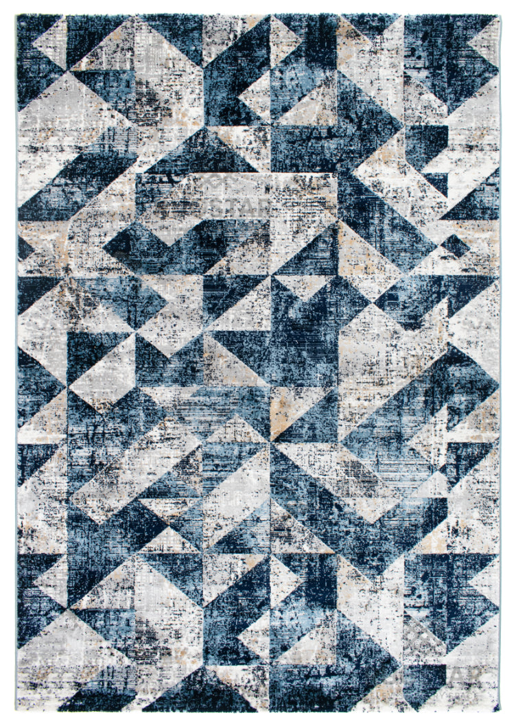 Topkapi Blue Geometric Carpet – Modern Turkish Design with Artistic Symmetry