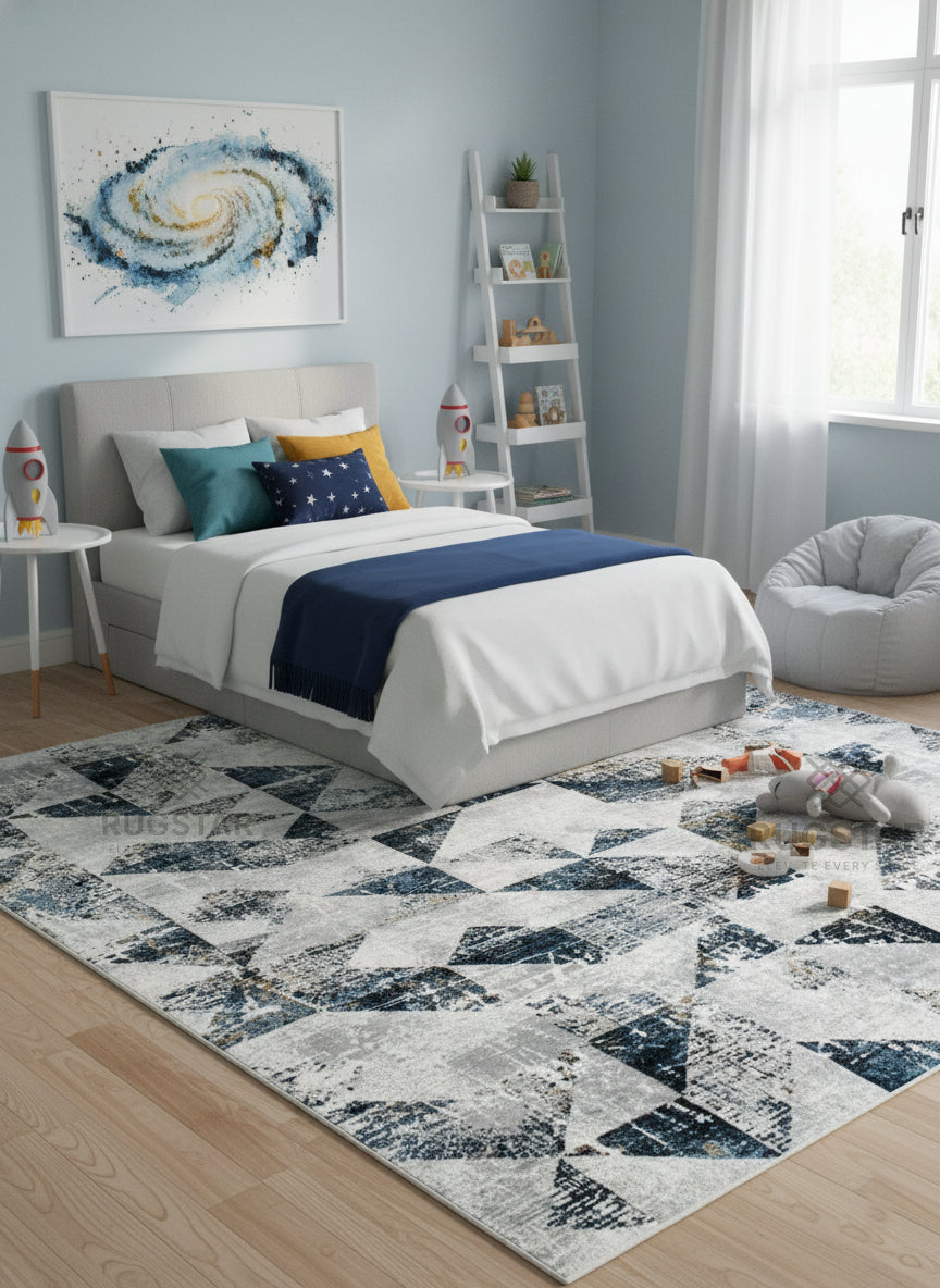 Topkapi Silver Geometric Carpet – Abstract Balance in Cool Neutral Shades