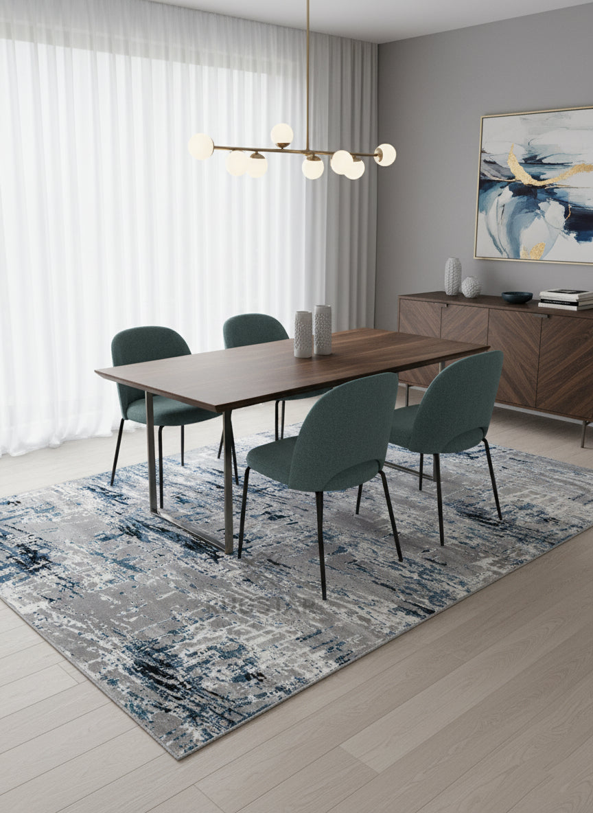 Topkapi Grey Brushstroke Carpet – Artistic Texture in Blue and Silver Layers