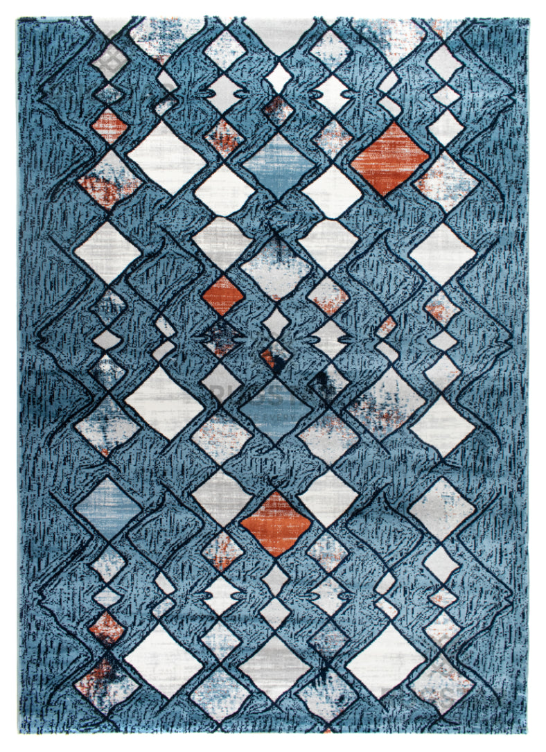 Topkapi Blue Tribal Diamond Carpet – Vibrant Heritage Motifs with a Modern Twist