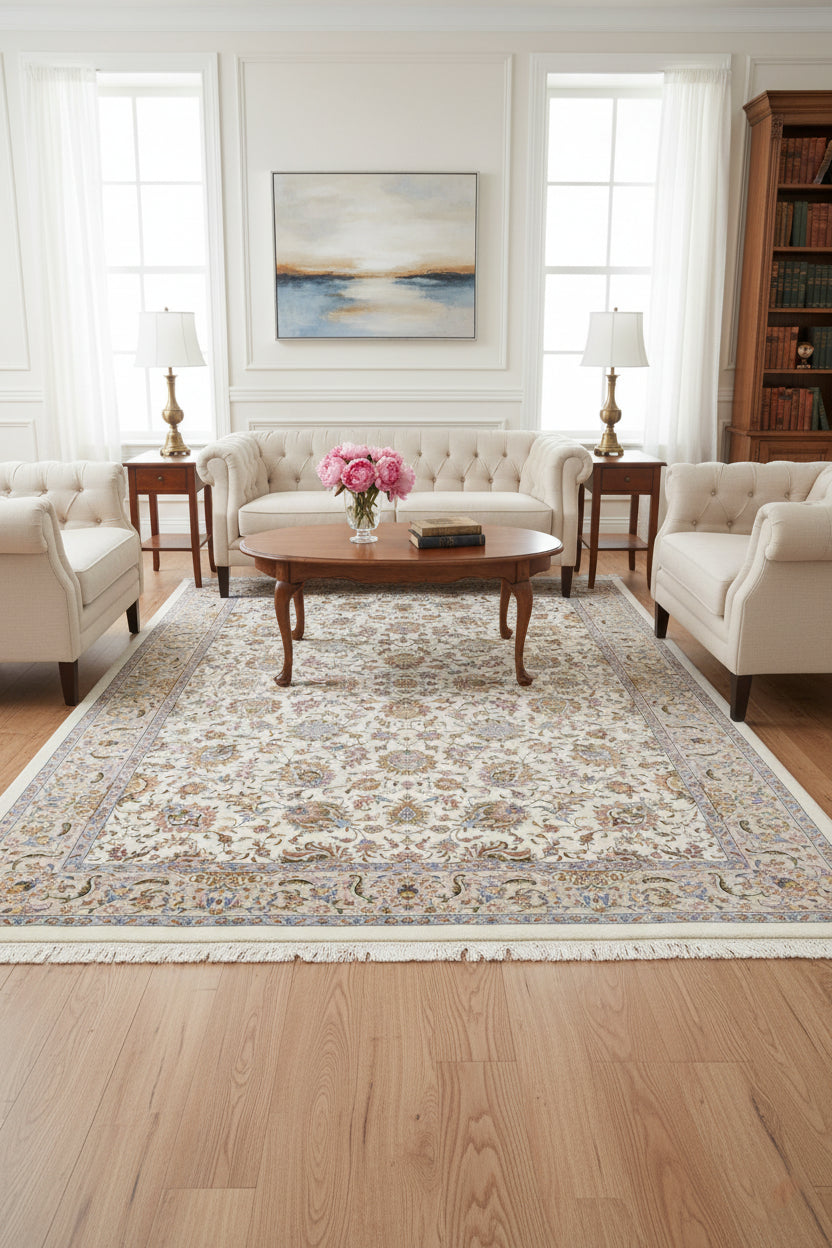 Persian Silk Carpet - Ivory Garden of Isfahan