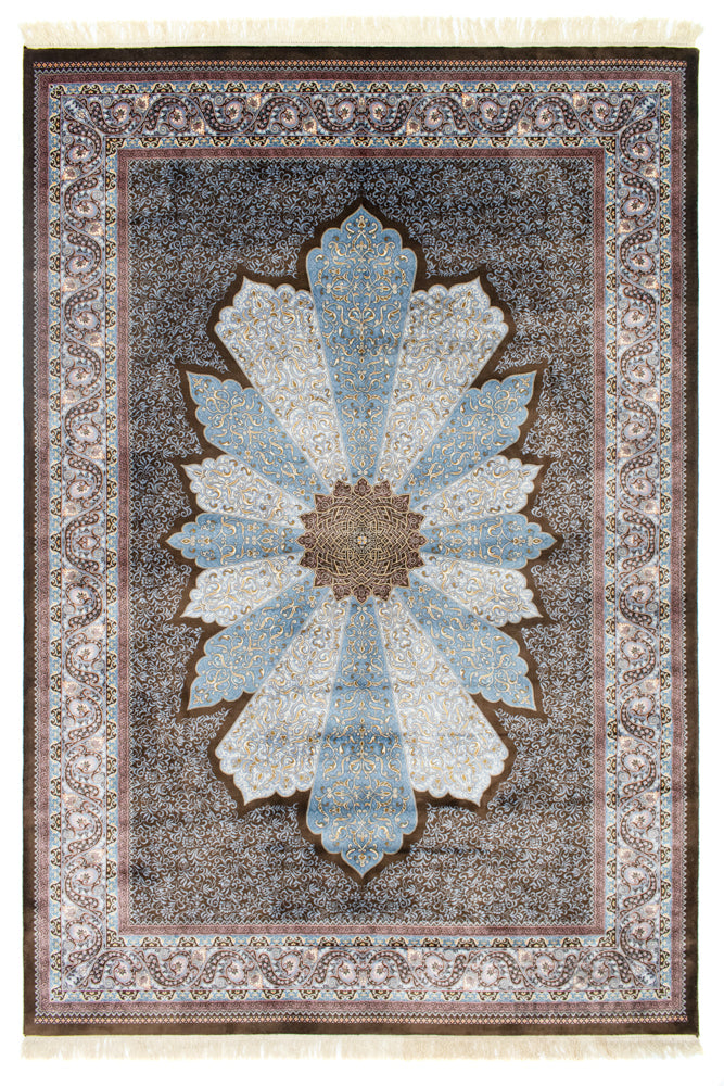 Persian Silk Carpet - Blue Star Medallion