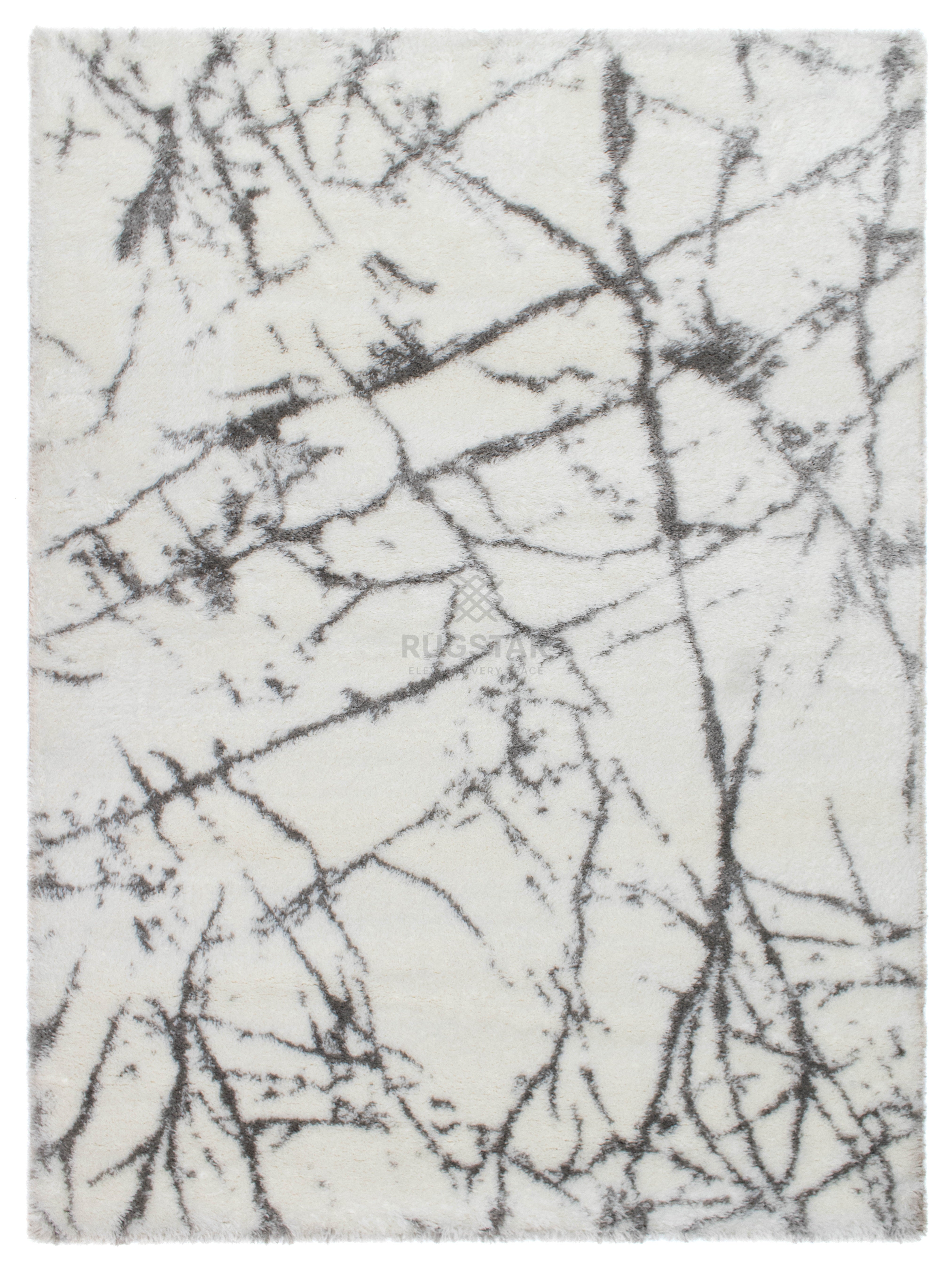 Turkish Washable Shaggy Carpet – Off-White & Charcoal Grey Abstract Modern Rug