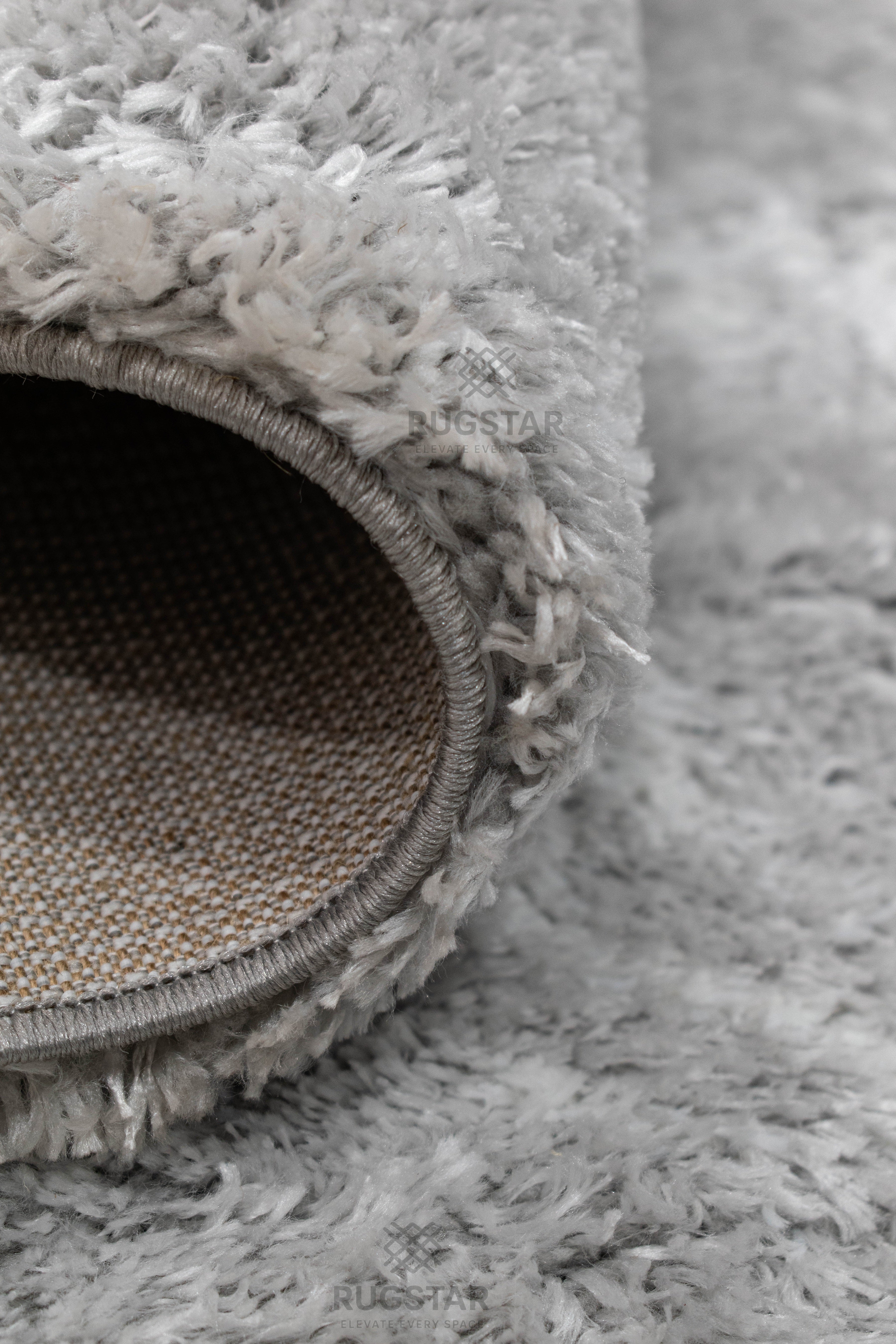 Turkish Washable Shaggy Carpet – Light Grey & White Abstract Design | Premium Soft Polyester Rug