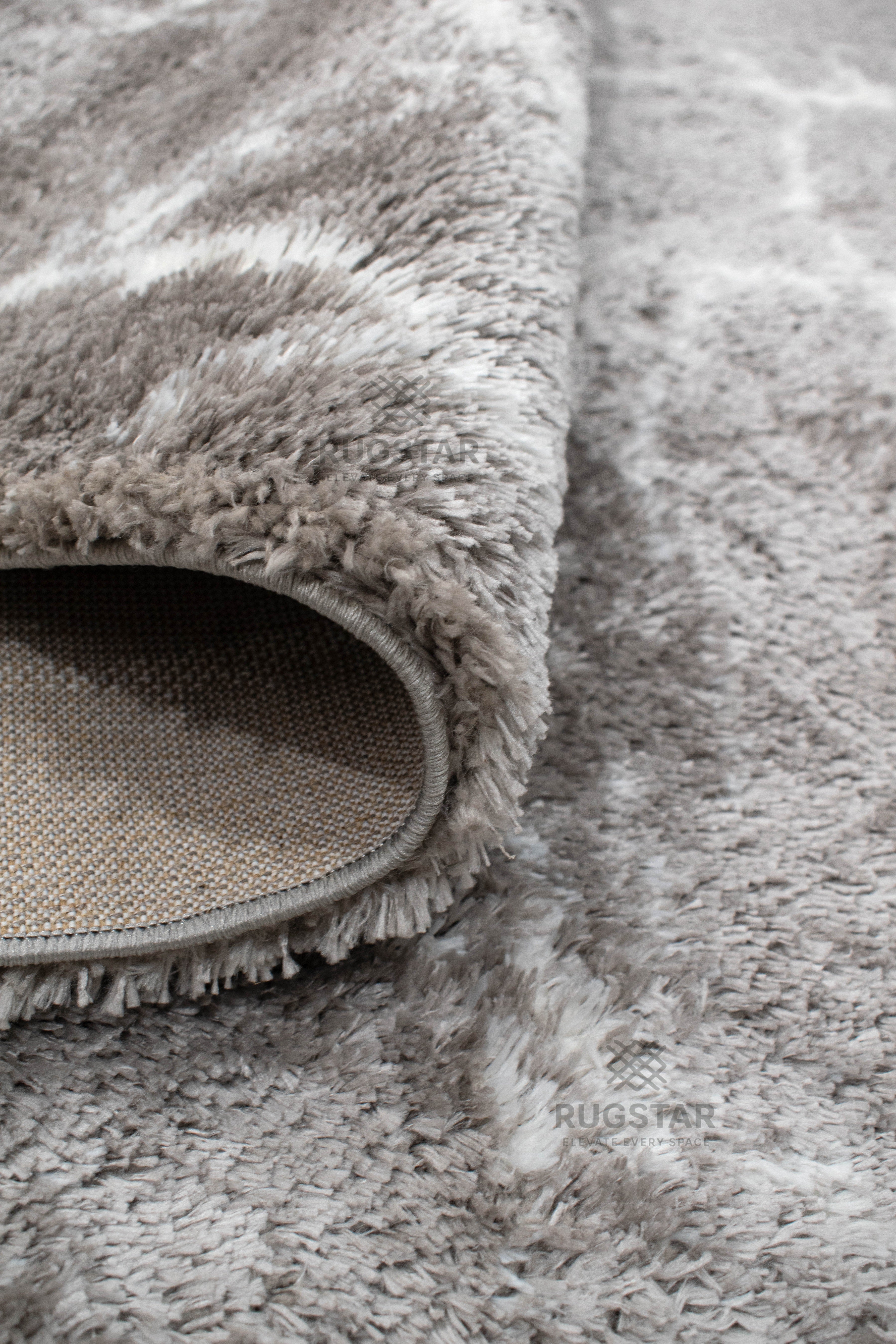 Turkish Washable Shaggy Carpet – Dark Grey & White Modern Abstract Design | Premium Polyester Rug