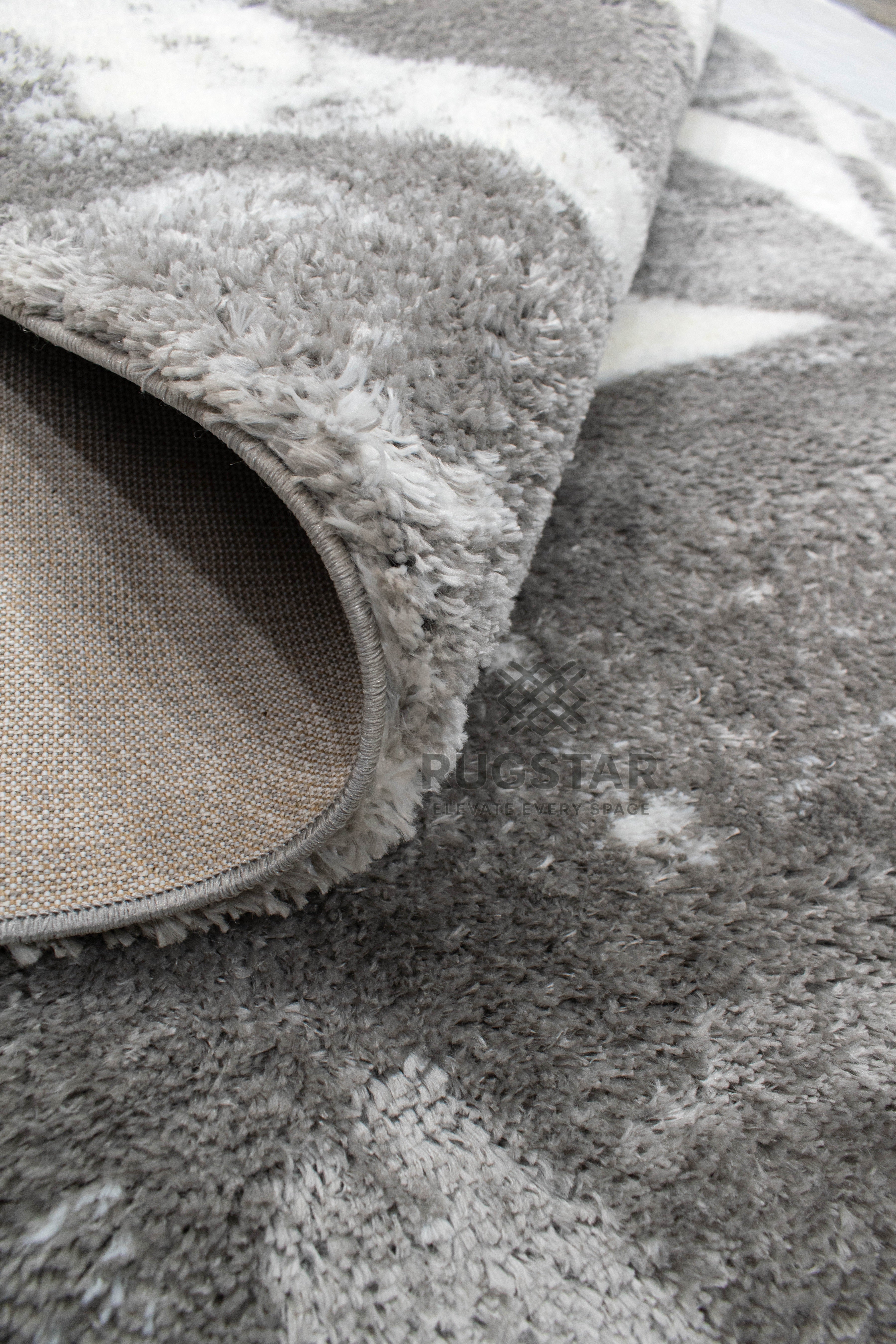 Turkish Washable Shaggy Carpet – Geometric Grey